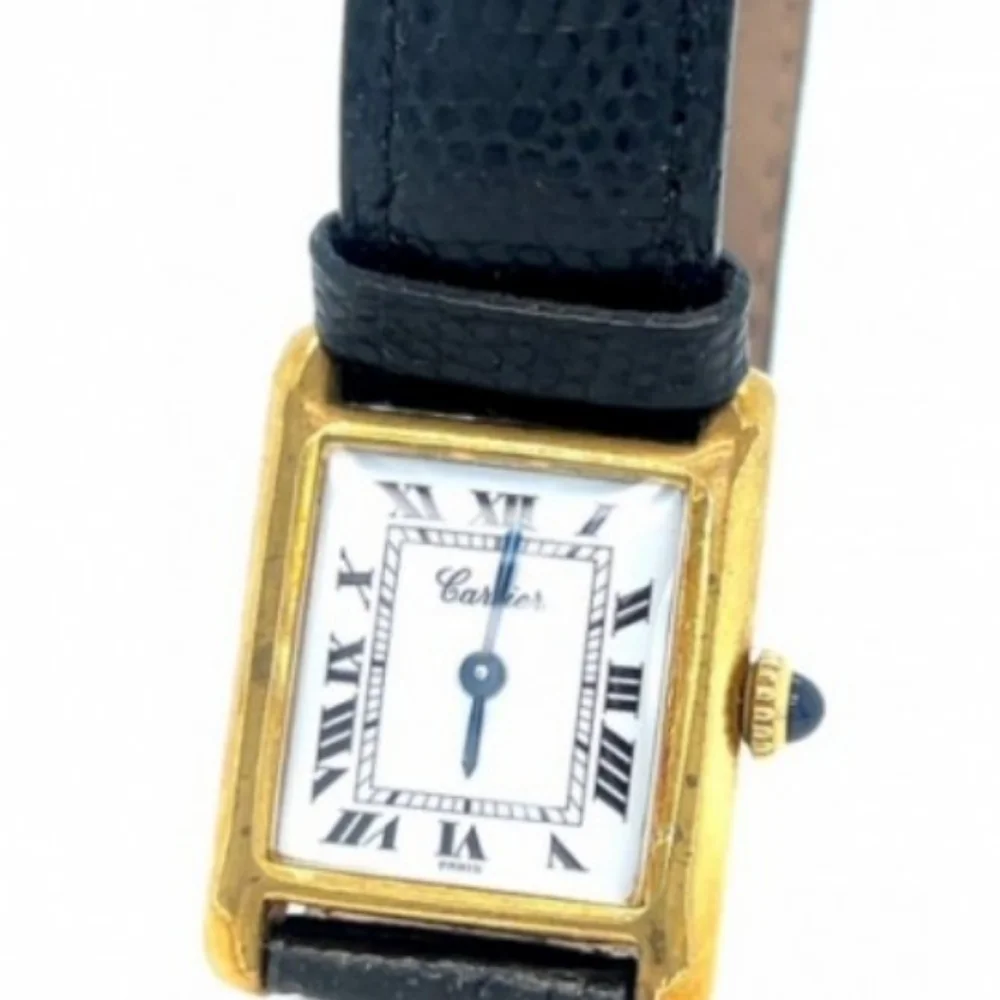 RESERVED DO NOT PURCHASE Les Must de CARTIER 18K plated 23mm Tank Manual Watch - Picture 3 of 6